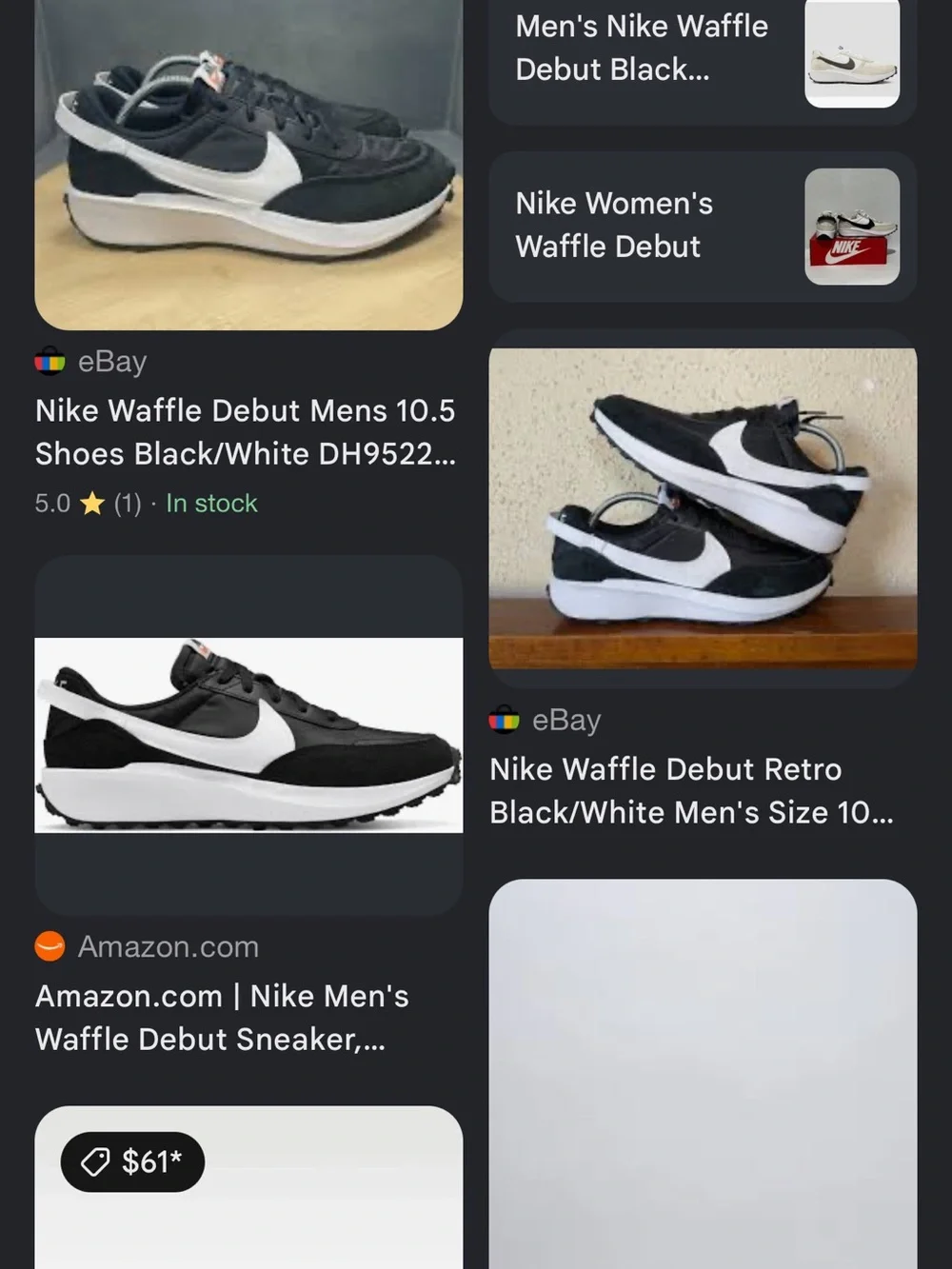 Nike Women’s Waffle Debut Black and White Athletic Sneakers